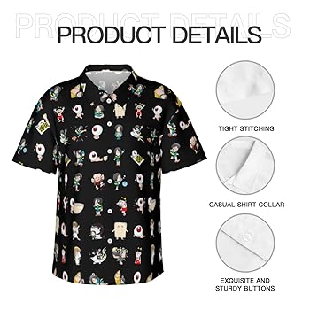 【！最終値下げ中！】デビ太郎アロハシャツ Amazon | [REMCPV] ゲゲゲの鬼太郎 シャツ メンズ 半袖 開襟